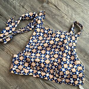 Zara cropped retro top size L geometric print